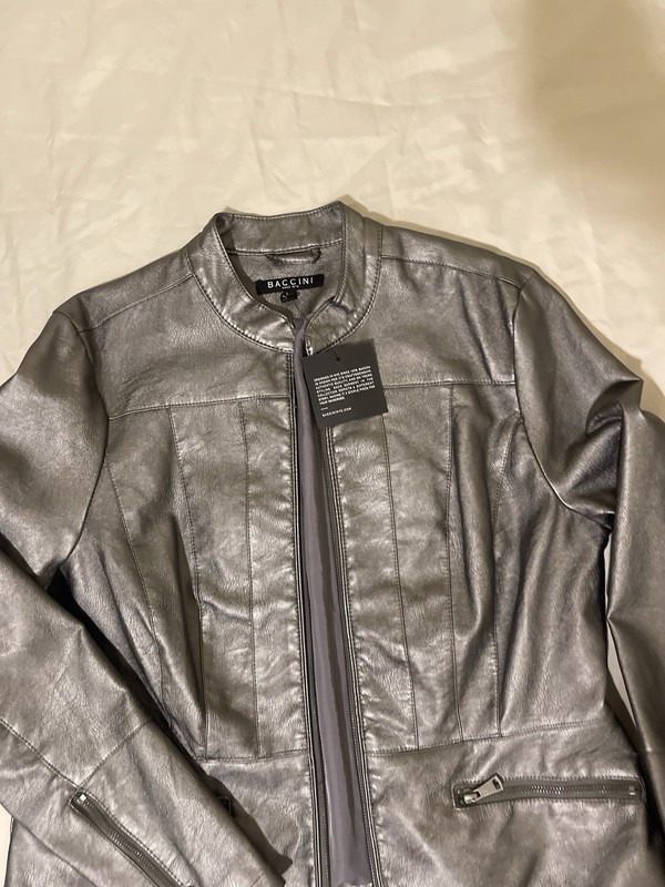 Bacini Women’s Leather Jacket Grey Size L Women's