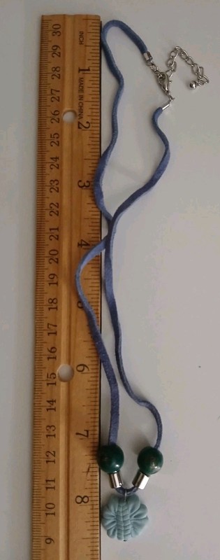 16" Leather Cord Necklace With Beads And Pendant