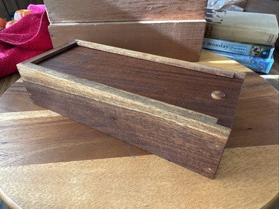Wooden Pencil Trinket Card Etc Box With Sliding Lid Old Style