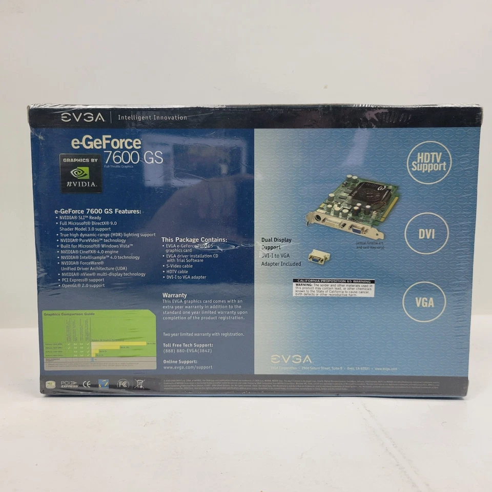 EVGA NVIDIA GeForce 7600 GS (512-P2-N548-TX) 512MB DDR2 PCI-E Graphics Card 2006 - Image 2 of 4