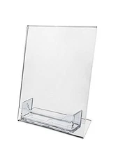 2 Pack Sign Holder 5"x7" Slant Back Display with Business Card Holder Clear A...