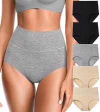 Cotton Panties Women's High Waist Tummy Control Plus Size Soft Fit 3 Pcs