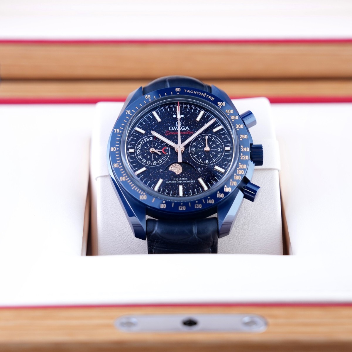 Omega Speedmaster Moonphase Ceramic Blue Dial Aventurine - 304.93