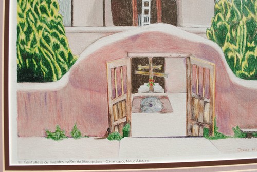 New Mexico art historic Santuario Chimayo church original color drawing signed - 第 4/8 張圖片