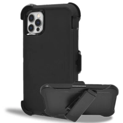 Black For Apple iPhone 13 13 Pro Max Defender Case with Belt Clip Fits Otterbox