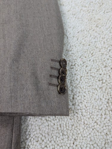 Wool Flannel Suit Mens 44R 38x30 Tan Vintage 2 Piece 3 Button Cashmere Tallia - Picture 3 of 24