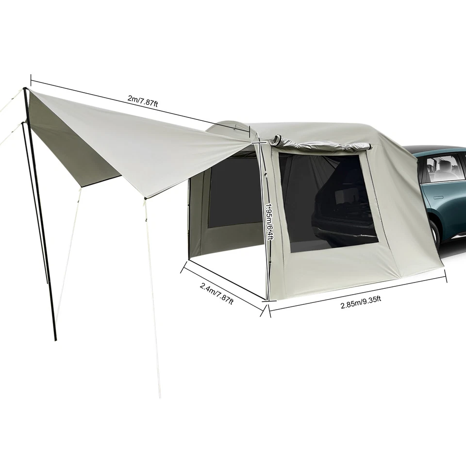 Car Awning Outdoor Tent Car Tent Attachment Car Camping Tent w/Storage Bags - Image 2 of 4