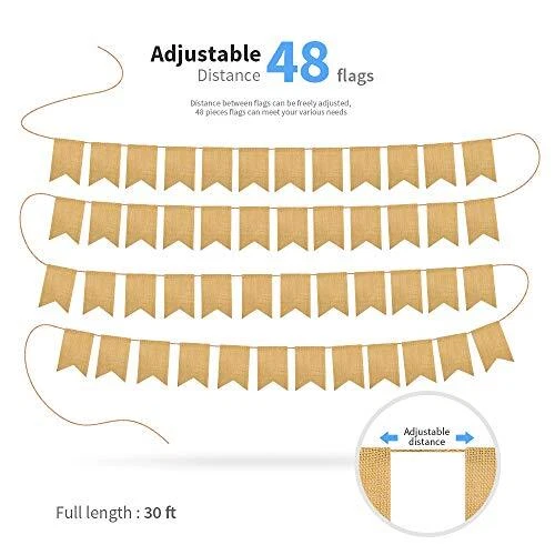 48 Piezas Bandera de Arpillera 30 Pies Cola de Golondrina Hágalo Usted Mismo Decoración para Vacaciones Boda... Foto 3 de 4