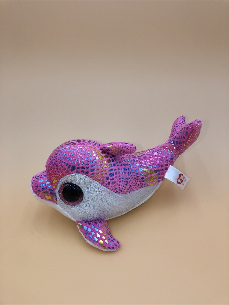 Ty Beanie Babies Boo SPARKLES Pink Dolphin 8” Plush Glitter Eyes