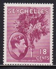 Album Trésors Seychelles Scott #134 18c George VI Coco-de-Mer Paume MH