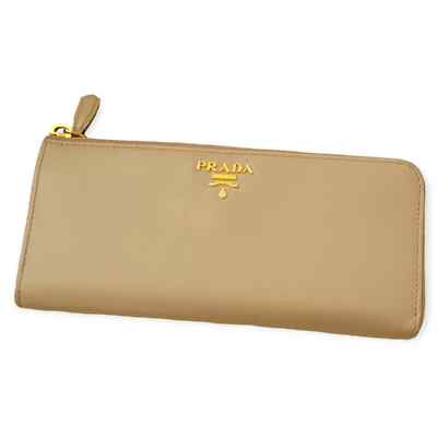 Prada Saffiano Zip Wallet Beige Authentic | eBay