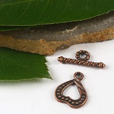 40sets copper-tone heart toggle clasps H2248