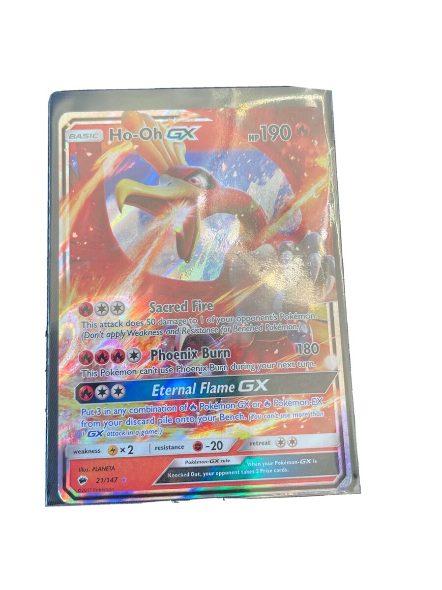 ULTRA RARE Ho-Oh GX 21/147 Burning Shadows Legendary Pokemon Card Holo Foil  - LP