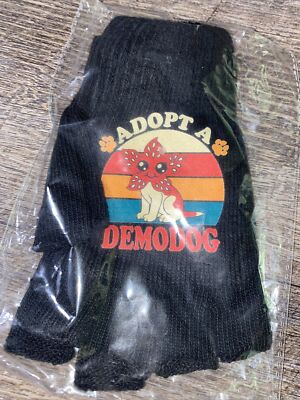 Stranger Things adopt a demo dog ladies fingerless stretch black gloves