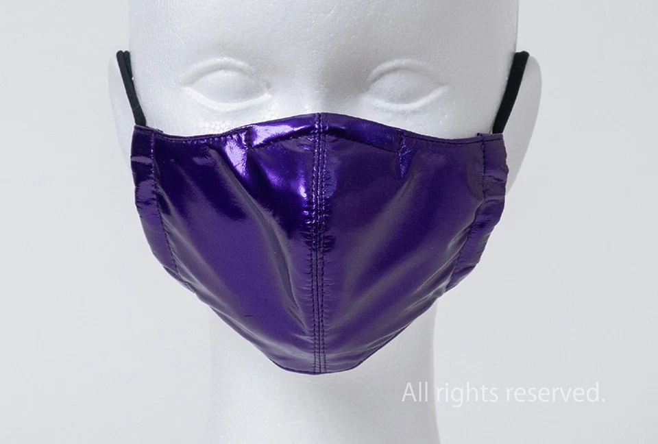 Máscara gruesa de PVC (con forro de esmalte) púrpura/negro (talla 4L para hombre) charol Foto 4 de 4