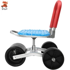 Garden Cart Rolling Stool Work Seat Cart with Wheels 360° Swivel Gardening Helpe