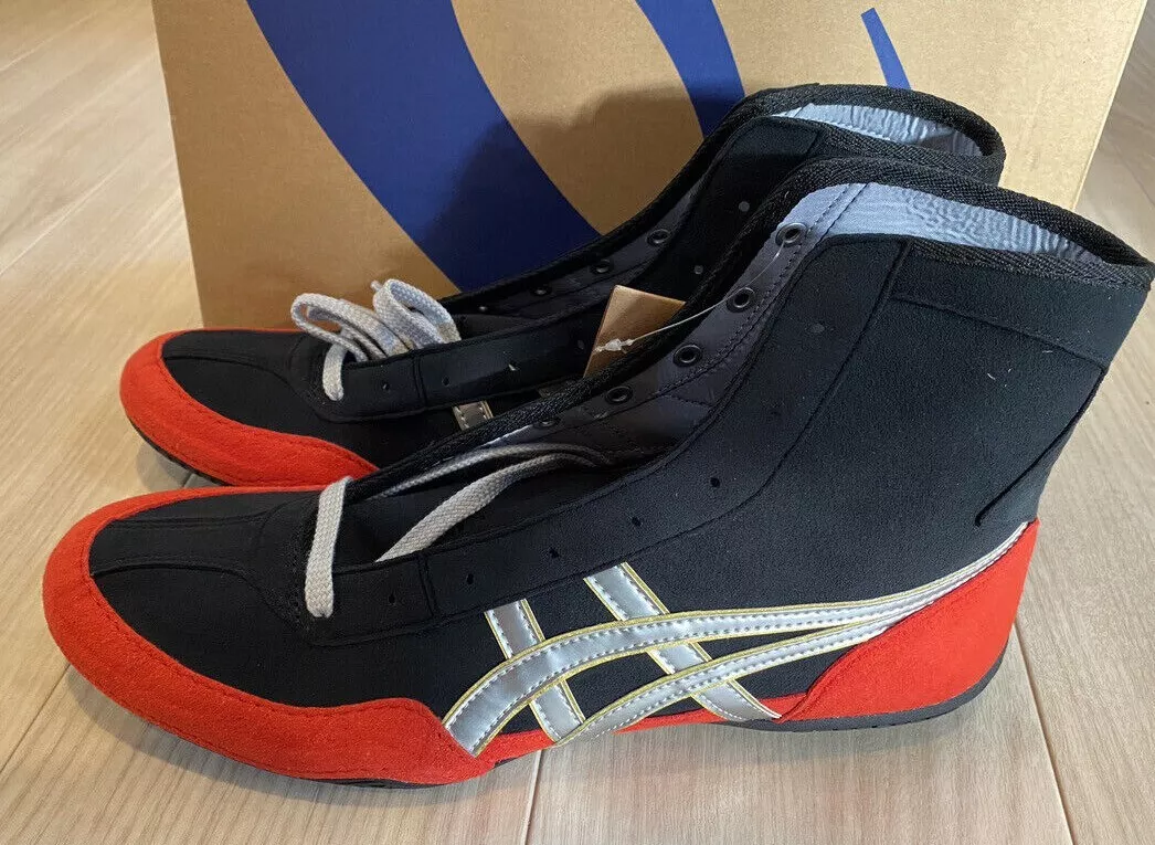Red and gold asics wrestling shoes outlet