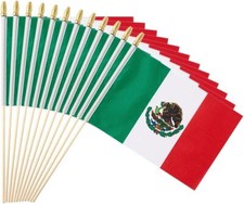 2/10/50PCS Mini Mexico Flag Handheld Small Miniature Mexican Flag Stick 5x8 Inch