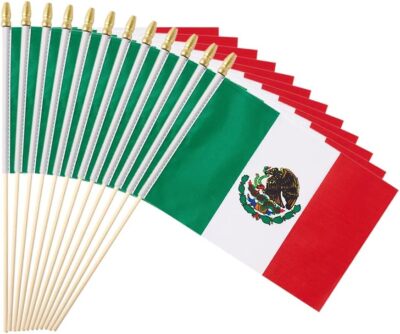 2/10/50PCS Mini Mexico Flag Handheld Small Miniature Mexican Flag Stick 5x8 Inch