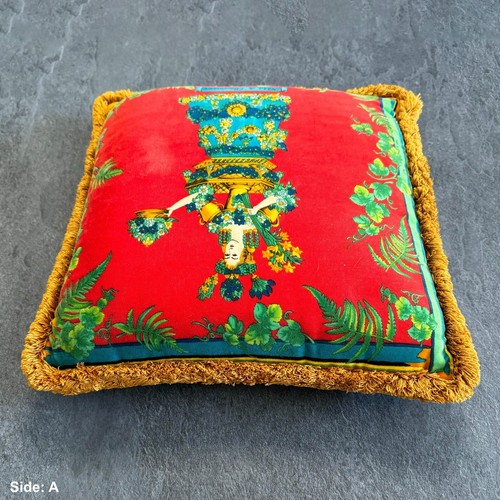 GIANNI VERSACE pillow velvet fringed Habit de Bouquetiere print size 17” - Picture 7 of 21