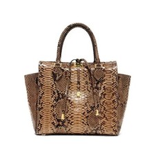 Michael Kors Brown Large Miranda Python Leather Tote Suntan Purse Handbag New