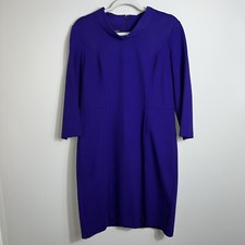 Talbots Petites Sheath Dress-Mock Neck-3/4 Sleeves-Purple-Size 10P