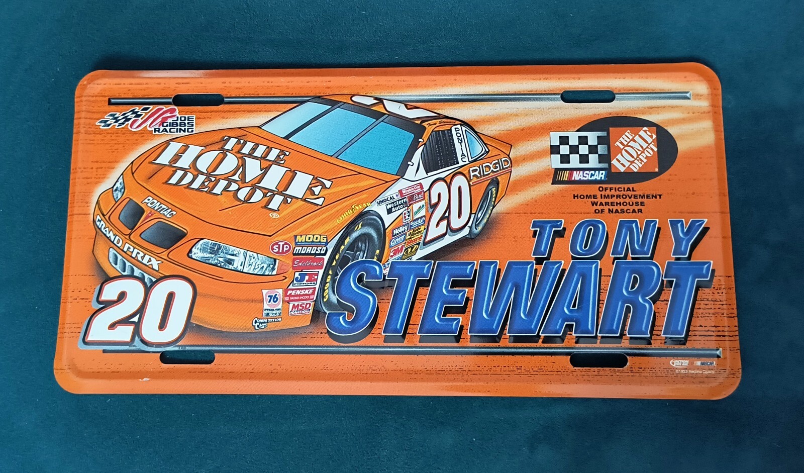 Tony Stewart Nascar Number 20 Booster License Plate Home Depot Joe Gibbs Racing eBay