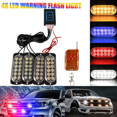 4X 6/12LED Auto Frontblitzer Blitzlicht Warnleuchte LKW KFZ Strobe Licht 12V-24V