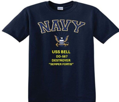 USS BELL  DD-587 * DESTROYER*EAGLE SHIRT* NAVY OFFICIALLY LICENSED