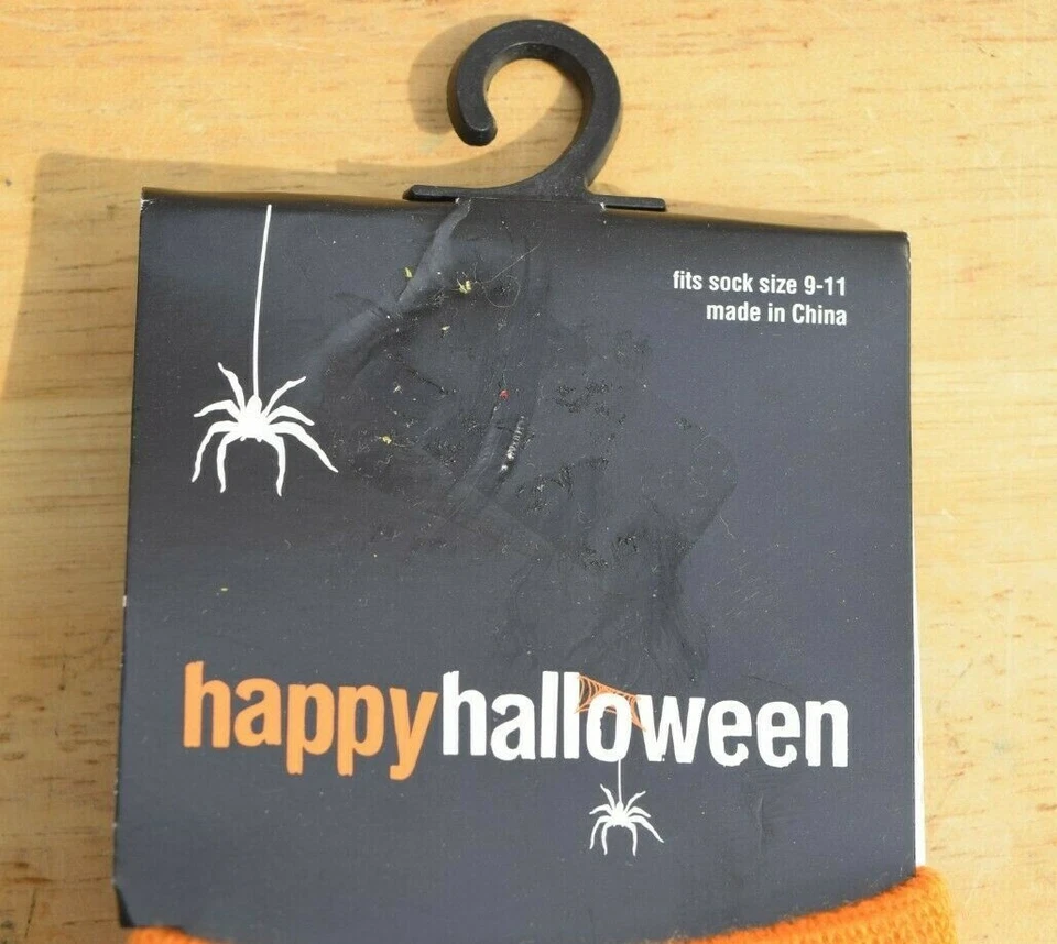 Calcetines Halloween Damas Talla 9-11 Naranja Araña Nuevos con Etiquetas Foto 4 de 4