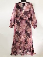 Johnny Was CARINA Floral Silk Chiffon Sleeveless Midi Dress Women M Reg $385 NWT