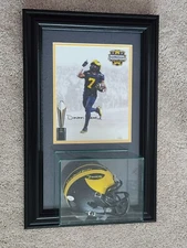 Donovan Edwards Michigan Wolverines Autographed Mini Helmet + 8x10 Photo COAs
