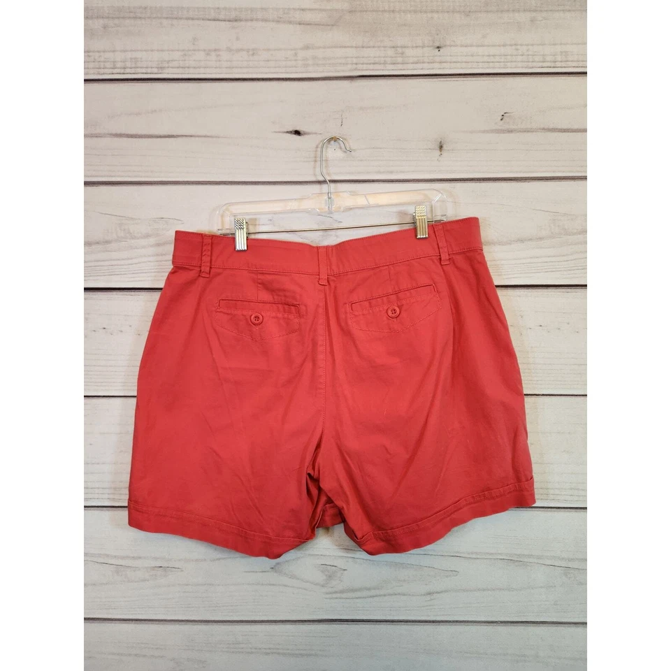 Pantalones cortos chinos Gloria Vanderbilt para mujer rojos lisos tiro alto bolsillos de algodón talla 14 Foto 2 de 4