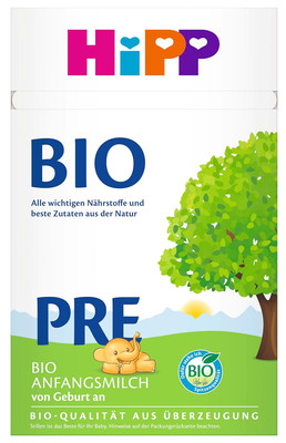 Hipp PRE Bio Anfangsmilch (4 X 600G), Von Geburt An, Enthält Nur Lactose Als Koh