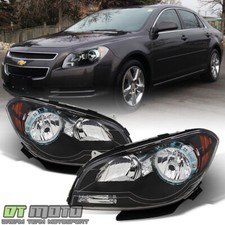 Black 2008-2012 Chevy Malibu Headlights Headlamps 08 09 10 11 12 Pair Left+Right