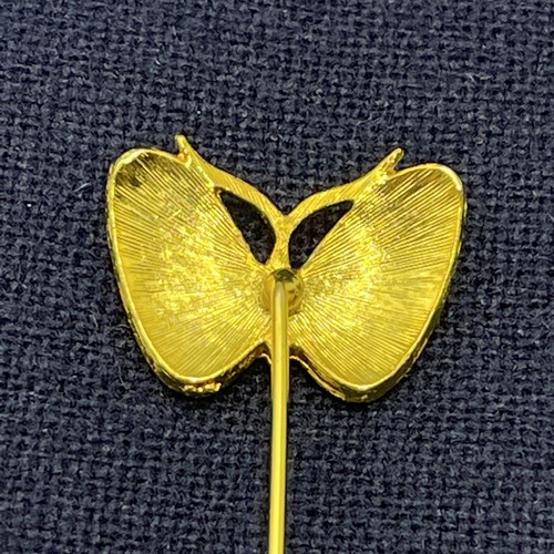 Butterfly Stick Pin Light Green Enamel and Gold Tone READ - Picture 3 of 4