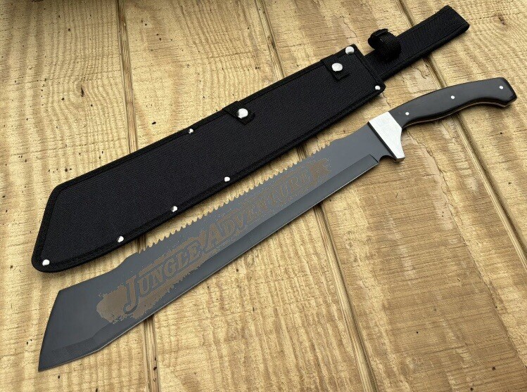 Jungle Machete Heavy Duty Tactical Stealth Black 25” XL 8mm Thick Blade Sharp