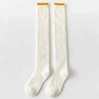Warme Coral Fleece Overknee hohe Socken für Frauen, Plüsch weich Zuhause Schlaf Boden - Bild 7 von 16