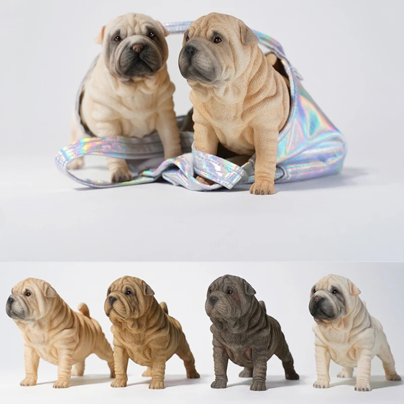 JXK 1/6 Sharpei Dog Model Cute Pet Animal Figure Toys