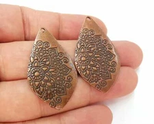 2 Mandala Flower Drop Dangle Charms Antique Copper Plated jewelry Accessories 