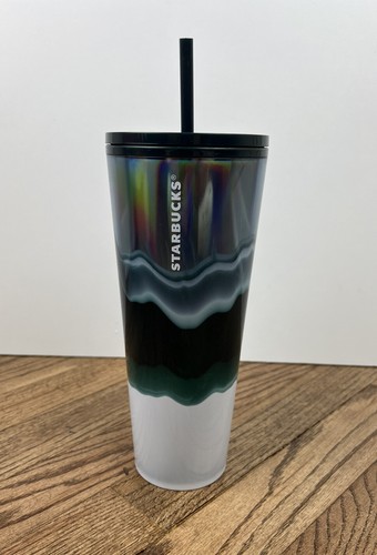 Starbucks 2020 Holiday Green White Iridescent Wave Tumbler 24oz Venti