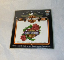 Vintage 1993 Harley Davidson Motorcycles Temporary Tattoos Logo With Roses NEW