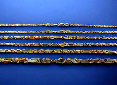 14K Tri Color Gold MASSIV Figaro Seil Kette Armband Milano Diamantschliff 2mm-8mm