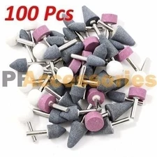 100 Pcs 1/8" inch Assorted Mounted Stone Point Abrasive Grinding Wheel Bit Set