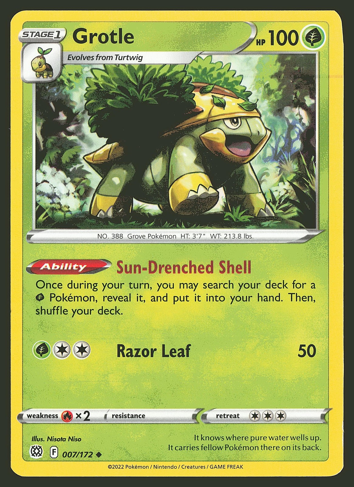 SWSH09: Brilliant Stars Grotle #007/172 Uncommon Pokemon Card