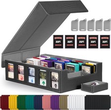 3900 Capacity Trading Card Storage Box with Magnetic Lid - Modern Black Finish