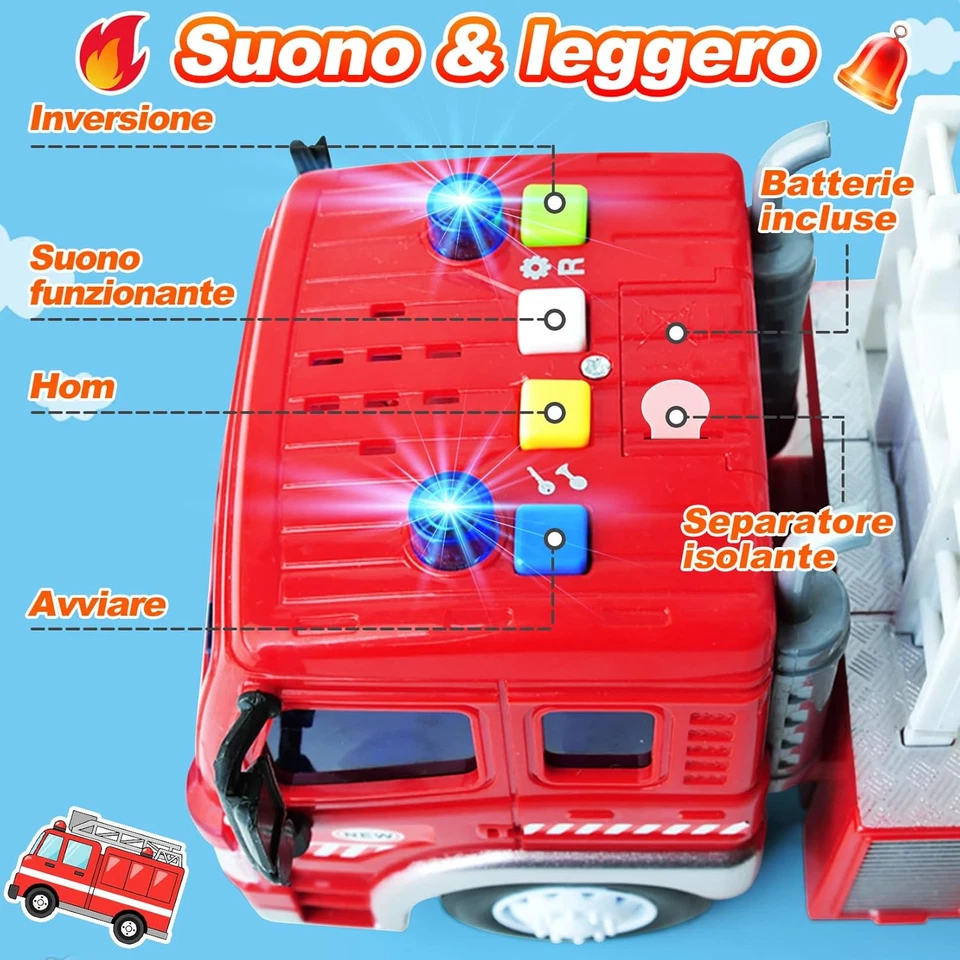 Camion Pompieri Giocattolo, Grande Macchina Modellini, Autopompa Dei Vigili Del  - Immagine 4 di 4