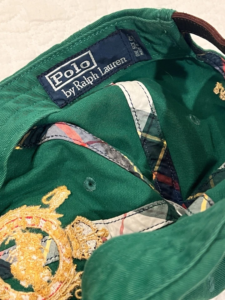 Polo by Ralph Lauren 复古帽子 1967 Polo Crest 棒球帽 Adj 皮革表带 — 第 2/4 张图片