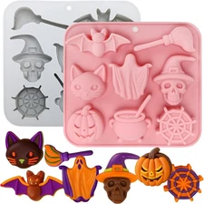 Palksky Halloween Silicone Molds, 2 Pack 8 Pink & Grey Molds 2 