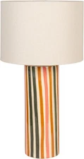 Multicolor Stripe Stoneware Table Lamp with Linen Shade
